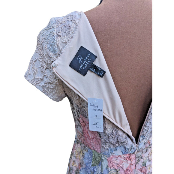 Adrianna Papell Melinda Gown 4 Pastel Matelasse Floral Dress Formal Bridgerton - Picture 10 of 16